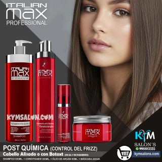 COMBO SHAMPOO 500ml. + CONDITIONER 300ml. + ACEITE 60ml. + MÁSCARA 285gr. ITALIAN MAX POST QUÍMICA CodItaPQ
