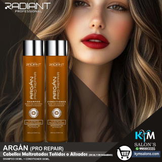 PACK: SHAMPOO 1000ML. + CONDITIONER 1000ML. ARGÁN PRO REPAIR DE RADIANT CodRadProre