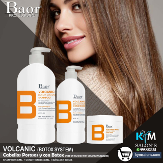 Kit Volcanic Mud Shampoo 500ml. + Conditioner 300ml. + Máscara 300gr. Post Bottox Baor CodBaorBVMud