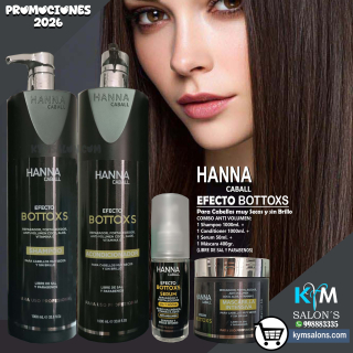 COMBO SHAMPOO 1000ml. + CONDITIONER 1000ml. + SERUM 50ML. + MÁSCARA 400gr. HANNA CABALL EFECTO BOTTOXT CodHanneb