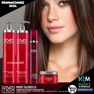 COMBO SHAMPOO 1000ml. + CONDITIONER 1000ml. + PROTECTOR 120ml. + MÁSCARA 285gr. ITALIAN MAX POST QUÍMICA CodItaPQ