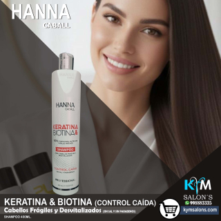 SHAMPOO 400ml. - Hanna Caball Keratina & Biotina Control Caída CodHannbio
