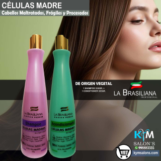 Pack: Shampoo 335ml. + Conditioner 335ml. Células Madre La Brasiliana Premium CodCelPre
