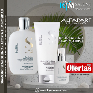 KIT SHAMPOO 250ml. + CONDITIONER 200ml. + FLUIDO 125gr. DIAMOND Illuminating Semi di Lino CodDiamond