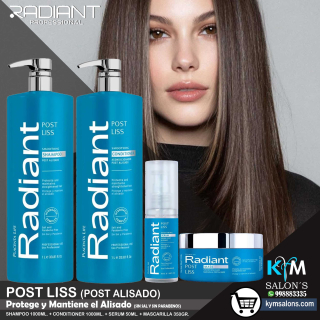 COMBO SHAMPOO 1000ml. + CONDITIONER 1000ml. + SERUM 50ml. + MÁSCARA 350gr. Radiant Post Liss Smoothing CodRadPosL