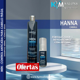 Hanna Caball Pack Shampoo 400ml. + Loción 50ml. - Cabello Débil y Frágil - Control Anticaída CodHannmen