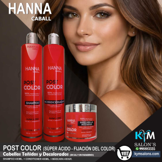 KIT POST COLOR SHAMPOO 400ml. + CONDITIONER 400ml. + MÁSCARA 400gr. HANNA CABALL CodHannpc