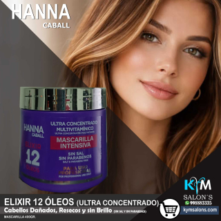 MASCARILLA 400gr. ELIXIR 12 ÓLEOS - REPARACIÓN EXTREMA (HANNA CABALL) CodHann12