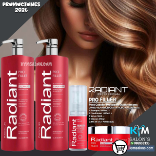 COMBO SHAMPOO 1000ml. + CONDITIONER 1000ml. + SÉRUM 50ml. + MÁSCARA 350gr. PRO FILLER DE RADIANT CodRadProfi