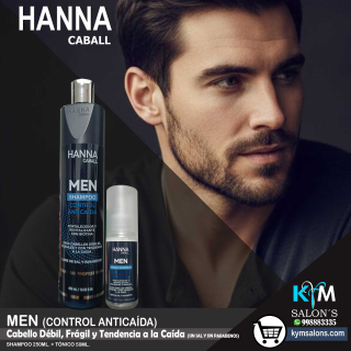 Hanna Caball Pack Shampoo 400ml. + Loción 50ml. - Cabello Débil y Frágil - Control Anticaída CodHannmen