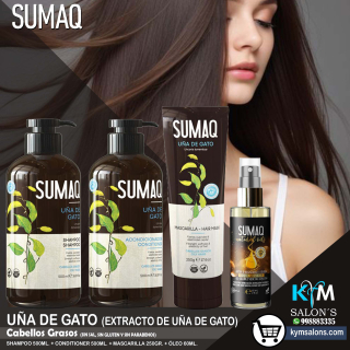 COMBO SHAMPOO 500ml. + CONDITIONER 500ml. + MÁSCARA 250gr. + ÓLEO 60ml. SUMAQ Uña de Gato Coduñagat