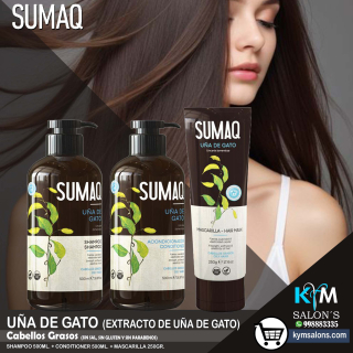 KIT SHAMPOO 500ml. + CONDITIONER 500ml. + MÁSCARA 250gr. SUMAQ Uña de Gato Coduñagat