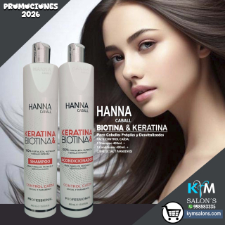 Pack Biotina & Keratina Shampoo 400ml. + Conditioner 400ml. Hanna Caball CodHannbio