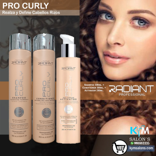 KIT SHAMPOO 300ml. + CONDITIONER 300ml. + GEL 250gr. PRO CURLY RADIANT CodCurlyRad