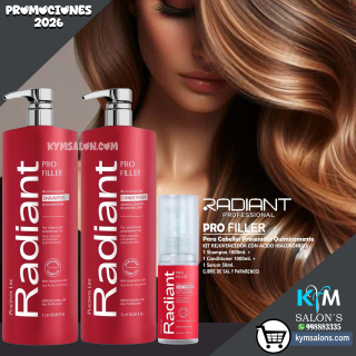 KIT SHAMPOO 1000ml. + CONDITIONER 1000ml. + PROTECTOR 200gr. PRO FILLER DE RADIANT CodRadProfi