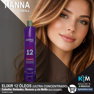 SHAMPOO 400ml. Elixir 12 Óleos Hanna Caball - CodHann12