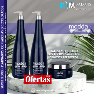 Kit Shampoo 1000ml. + Conditioner 1000ml. + Máscara 285gr. Silver Blond de Modda CodSilM