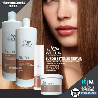 COMBO: SHAMPOO 1000ML. + CONDITIONER 1000ML. + MÁSCARA 500GR. + AMINO REFILLER 70ML. FUSION WELLA Codwefus