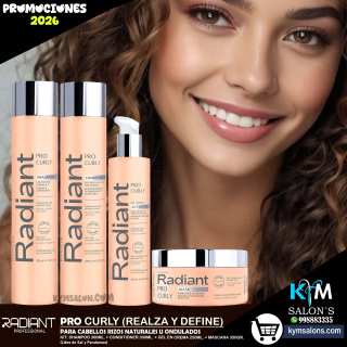 COMBO SHAMPOO 300ml. + CONDITIONER 300ml. + MASCARILLA 350gr. + GEL 250gr. PRO CURLY RADIANT CodCurlyRad