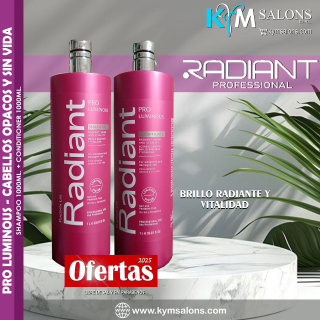 Pack Radiant Keratin Pro Luminous Shampoo 1000ml. + Conditioner 1000ml. Brillo Radiante CodRadProke