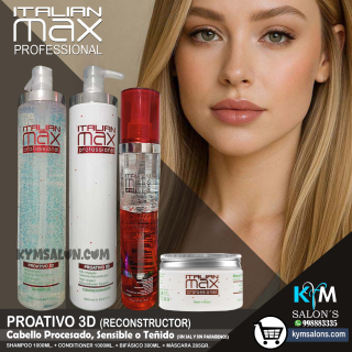 Combo Shampoo 1000ml. + Conditioner 1000ml. + Máscara 285gr. + Bifásico 300ml. PROATIVO 3D Italian Max CodItaliM3d