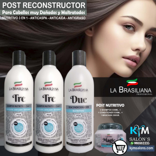 COMBO: 2 SHAMPOO TRE 500ML. + 1 CONDITIONER DUE 500ML. + 1 MÁSCARA MÁGIC 250GR. LA BRASILIANA CodLaBrasSMT