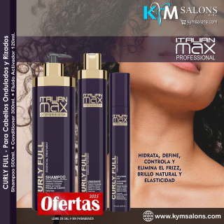 KIT CURLY FULL SHAMPOO 500ml. + CONDITIONER 300ml. + FLUIDO 120ml. ITALIAN MAX CodItacurly