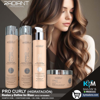 COMBO SHAMPOO 300ml. + CONDITIONER 300ml. + MASCARILLA 350gr. + GEL 250gr. PRO CURLY RADIANT CodCurlyRad