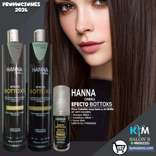 KIT SHAMPOO 400ml. + CONDITIONER 400ml. + SERUM 50ML. HANNA CABALL EFECTO BOTTOXT CodHanneb