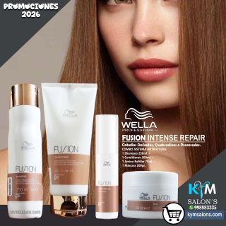 COMBO: SHAMPOO 250ML. + CONDITIONER 200ML. + MÁSCARA 150GR. + AMINO REFILLER 70ML. FUSION INTENSE REPAIR WELLA Codwefus