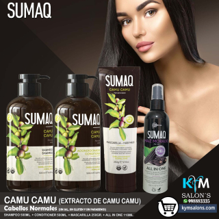COMBO SHAMPOO 500ml. + CONDITIONER 500ml. + MASCARILLA 250gr. + ALL IN ONE 110ml. SUMAQ Camu Camu CodSumaqca