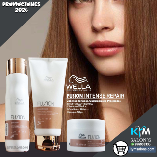 KIT: SHAMPOO 250ML. + CONDITIONER 200ML. + MÁSCARA 150GR. FUSION INTENSE REPAIR WELLA Codwefus