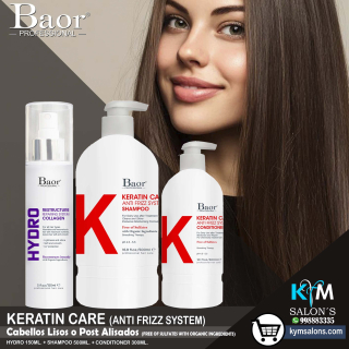 KIT SHAMPOO 500ml. + CONDITIONER 300ml. + HYDRO 150gr. BAOR Keratin Care CodBaorKCare
