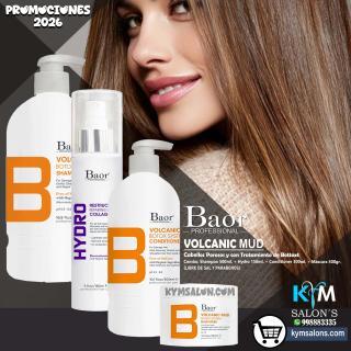 Combo Volcanic Mud Shampoo 500ml. + Conditioner 300ml. + Máscara 300gr. + Hydro 150ml. Post Bottox Baor CodBaorBVMud