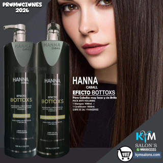 Pack: Shampoo 1000ml. + Acondicionador 1000ml. Hanna Caball Efecto Bottoxs Anti Frizz CodHanneb