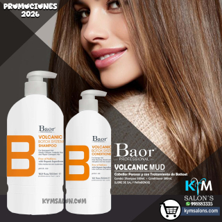 Pack Baor Volcanic Mud Shampoo 500ml. + Conditioner 300ml. Post Bottox CodBaorBVMud