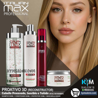 COMBO SHAMPOO 300ml. + CONDITIONER 300ml. + MÁSCARA 285gr. + PROTECTOR 120ml. PROATIVO 3D Italian Max CodItaliM3d