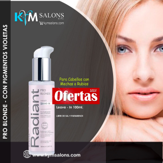 Leave In Radiant Pro Blonde 100ml. Para Cabellos con Mechas o Rubios CodRadProBlo