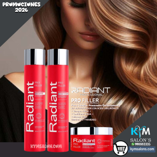 KIT SHAMPOO 300ml. + CONDITIONER 300ml. + MÁSCARA 350gr. PRO FILLER DE RADIANT CodRadProfi