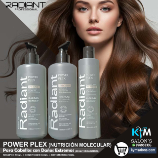 KIT SHAMPOO 335ml. + CONDITIONER 335ml. + TRATAMIENTO 250ml. Power Plex Radiant CodPlexPow