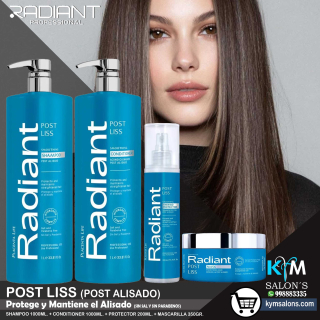 COMBO SHAMPOO 1000ml. + CONDITIONER 1000ml. + PROTECTOR 200ml. + MÁSCARA 350gr. Radiant Post Liss Smoothing CodRadPosL