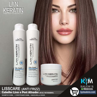 KIT SHAMPOO 500ml. + CONDITIONER 500ML. + MÁSCARA 500gr. LAN KERATIN Liss Care CodLanLiss