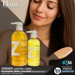 Baor Ginger Shampoo 500ml. + Conditioner 300ml. Control Caída y Crecimiento CogGinGCad