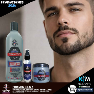 Barber Shop Kit: Shampoo 500ml. + Bálsamo 250ml. + Loción 50ml. Control Caspa, Caída y Nutrición (Voss)