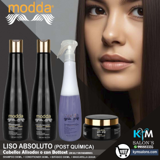 COMBO LISO ABSOLUTO SHAMPOO 300ml. + CONDITIONER 300ml. + BIFÁSICO 300ml. + MÁSCARA 285gr. MODDA CodLisAbs