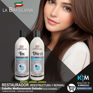 PACK: 1 SHAMPOO TRE 500ML. + 1 MÁSCARA DIECI 500GR. LA BRASILIANA CodLaBrasSDT