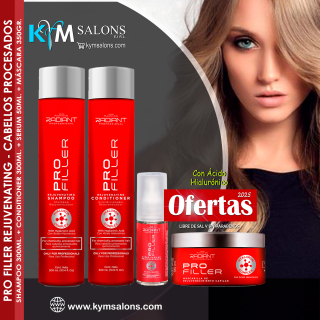Combo Shampoo 300ml. + Conditioner 300ml. + Máscara 350gr. + Serum 50ml. Pro Filler Radiant CodRadProfi