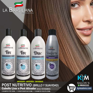 COMBO 2 SHAMPOO TRE 500ML. + 1 CONDITIONER 500ML. + 1 SHAMPOO VIOLETA 250ML. LA BRASILIANA POST NUTRITIVO CodLaBrasSR1