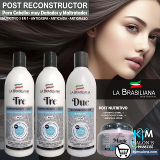 COMBO: 2 SHAMPOO TRE 500ML. + 1 CONDITIONER DUE 500ML. + 1 MÁSCARA MÁGIC 500GR. LA BRASILIANA CodLaBrasSMT
