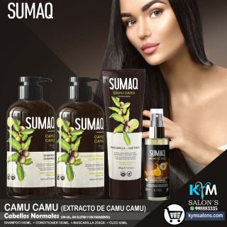 COMBO SHAMPOO 500ml. + CONDITIONER 500ml. + MASCARILLA 250gr. + ÓLEO 60ml. SUMAQ Camu Camu CodSumaqca